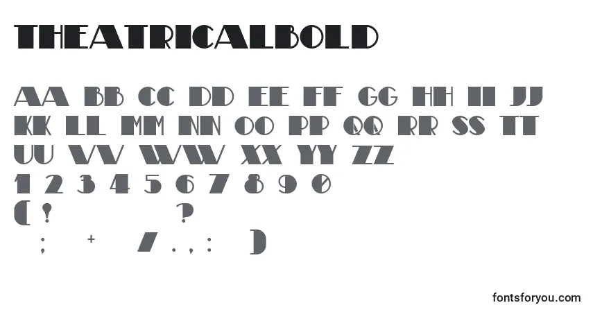 Schriftart TheatricalBold – Alphabet, Zahlen, spezielle Symbole