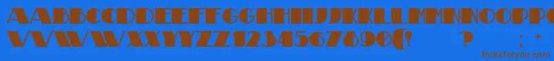 フォントTheatricalBold – 茶色の文字が青い背景にあります。