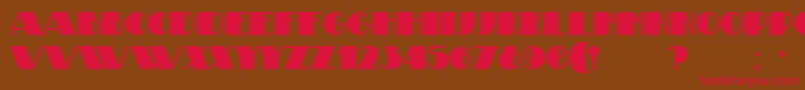 フォントTheatricalBold – 赤い文字が茶色の背景にあります。