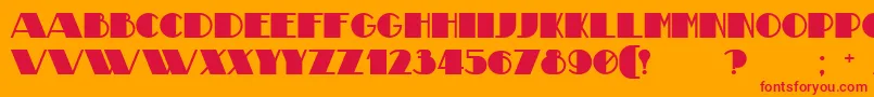 TheatricalBold Font – Red Fonts on Orange Background