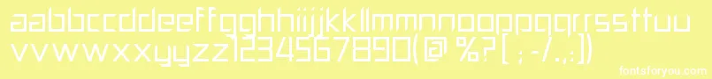PillPopper-Schriftart – Weiße Schriften auf gelbem Hintergrund