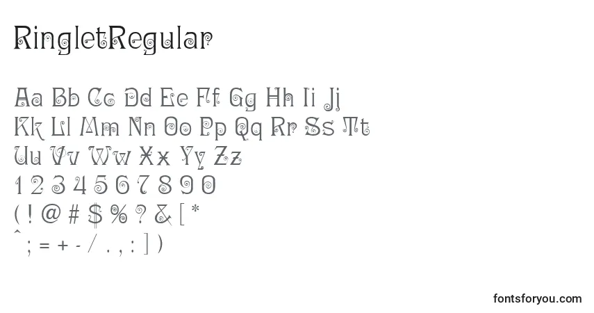 Schriftart RingletRegular – Alphabet, Zahlen, spezielle Symbole