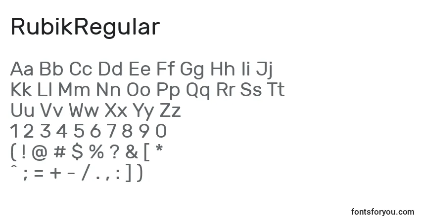 Schriftart RubikRegular – Alphabet, Zahlen, spezielle Symbole