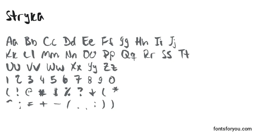 Fuente Stryka - alfabeto, números, caracteres especiales