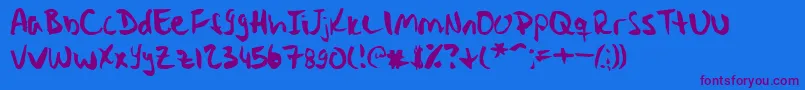 Stryka-Schriftart – Violette Schriften auf blauem Hintergrund
