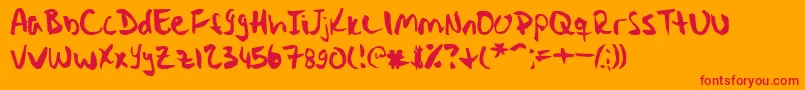 Stryka-Schriftart – Rote Schriften auf orangefarbenem Hintergrund