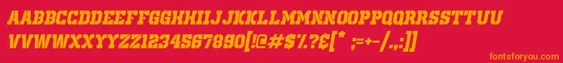 フォントOldSchoolUnitedStencilItalic – 赤い背景にオレンジの文字