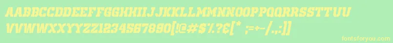 OldSchoolUnitedStencilItalic Font – Yellow Fonts on Green Background