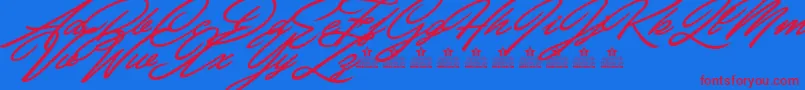 CarolinaHillsPersonalUse Font – Red Fonts on Blue Background