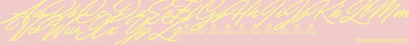 CarolinaHillsPersonalUse-Schriftart – Gelbe Schriften auf rosa Hintergrund