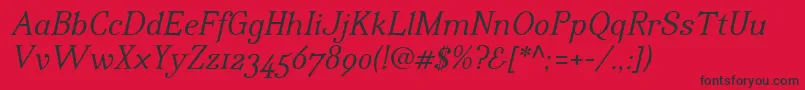 IrianisadfstdItalic.ttc-Schriftart – Schwarze Schriften auf rotem Hintergrund