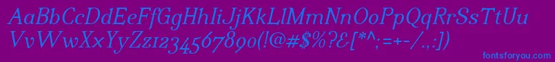 IrianisadfstdItalic.ttc Font – Blue Fonts on Purple Background