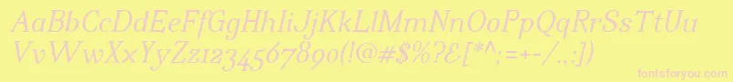 IrianisadfstdItalic.ttc Font – Pink Fonts on Yellow Background