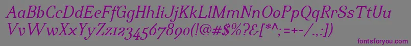 Шрифт IrianisadfstdItalic.ttc – фиолетовые шрифты на сером фоне