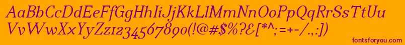 IrianisadfstdItalic.ttc Font – Purple Fonts on Orange Background