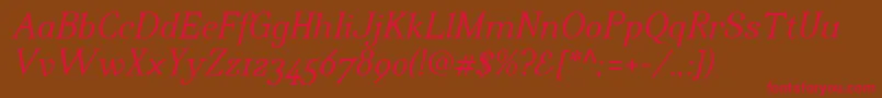 IrianisadfstdItalic.ttc Font – Red Fonts on Brown Background