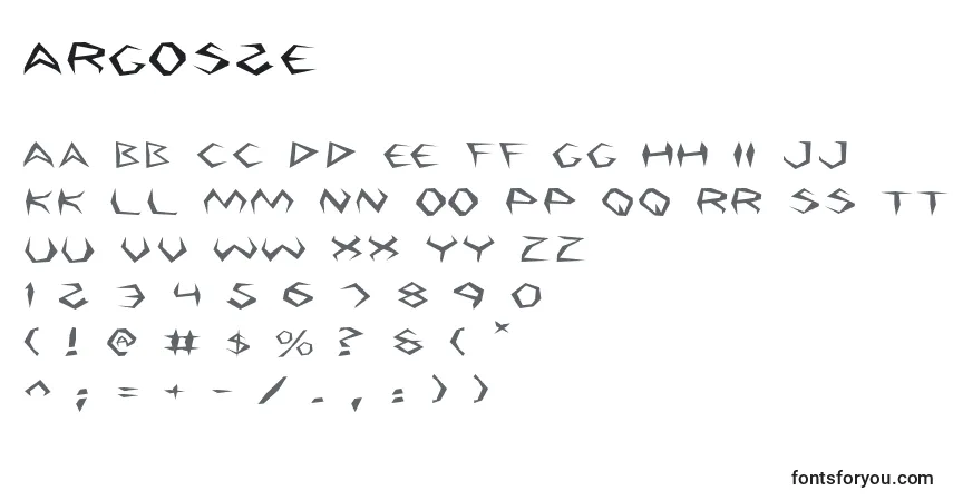 A fonte Argos2e – alfabeto, números, caracteres especiais