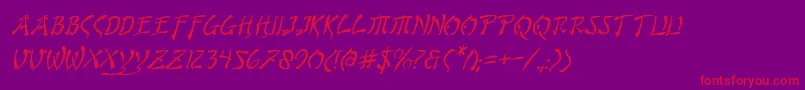 BushidoItalic-Schriftart – Rote Schriften auf violettem Hintergrund