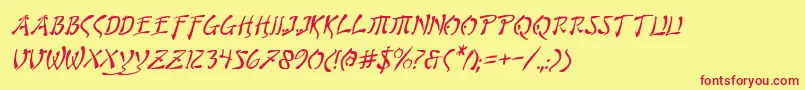 BushidoItalic Font – Red Fonts on Yellow Background