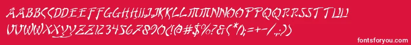 フォントBushidoItalic – 赤い背景に白い文字