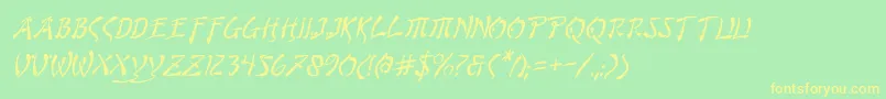 BushidoItalic-Schriftart – Gelbe Schriften auf grünem Hintergrund