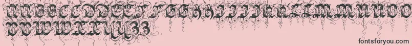 Sarabandinitials-Schriftart – Schwarze Schriften auf rosa Hintergrund