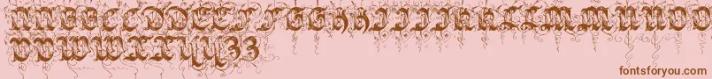 Sarabandinitials-Schriftart – Braune Schriften auf rosa Hintergrund