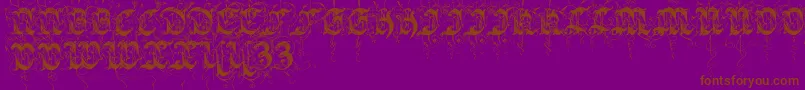 Sarabandinitials-Schriftart – Braune Schriften auf violettem Hintergrund