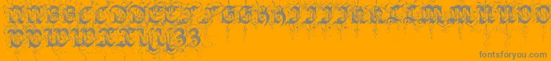 Sarabandinitials-Schriftart – Graue Schriften auf orangefarbenem Hintergrund