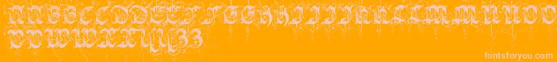 Sarabandinitials-Schriftart – Rosa Schriften auf orangefarbenem Hintergrund