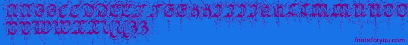 Sarabandinitials-Schriftart – Violette Schriften auf blauem Hintergrund