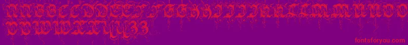 Sarabandinitials-Schriftart – Rote Schriften auf violettem Hintergrund