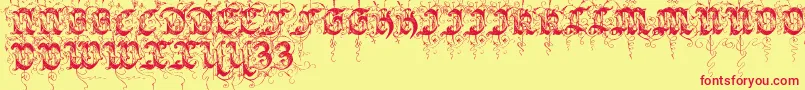 Sarabandinitials Font – Red Fonts on Yellow Background