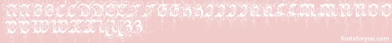 Sarabandinitials-Schriftart – Weiße Schriften auf rosa Hintergrund