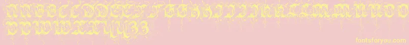 Sarabandinitials-Schriftart – Gelbe Schriften auf rosa Hintergrund