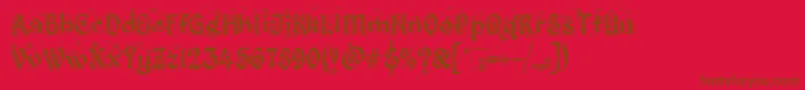 Fonte KingthingsChristmas2.2 – fontes marrons em um fundo vermelho