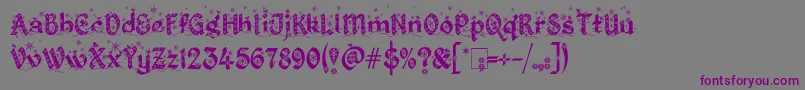 フォントKingthingsChristmas2.2 – 紫色のフォント、灰色の背景