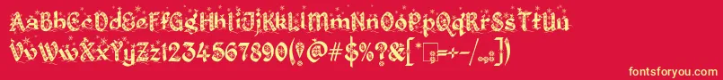 KingthingsChristmas2.2 Font – Yellow Fonts on Red Background