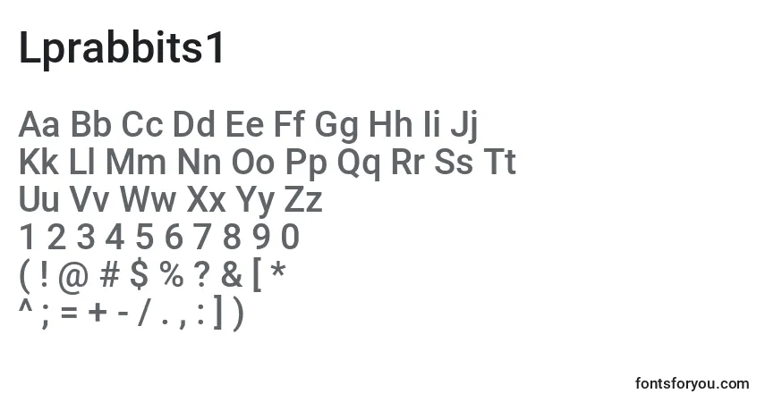 Czcionka Lprabbits1 – alfabet, cyfry, specjalne znaki