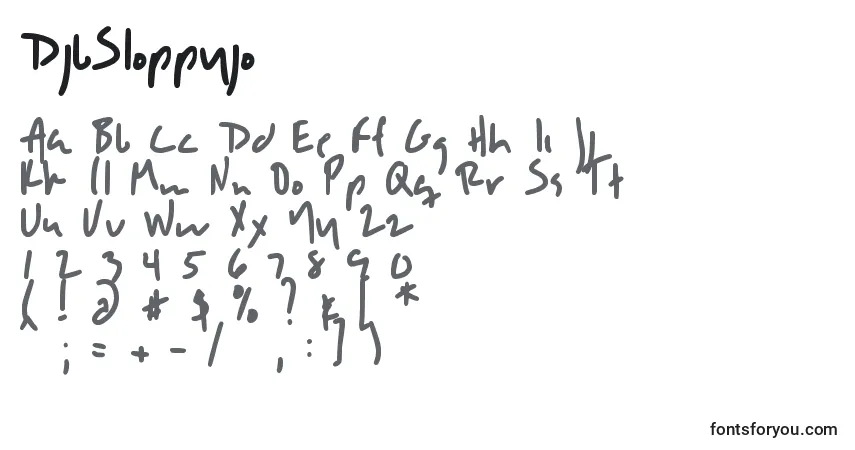 Шрифт DjbSloppyjo – алфавит, цифры, специальные символы