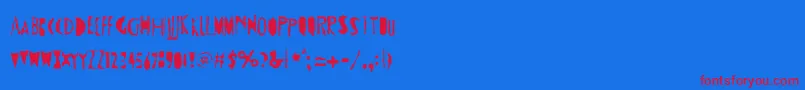 Trabacco Font – Red Fonts on Blue Background