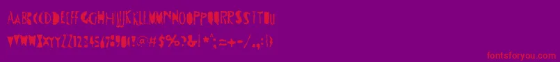 Trabacco-Schriftart – Rote Schriften auf violettem Hintergrund