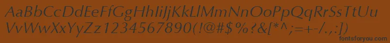 OptimaLtItalic-Schriftart – Schwarze Schriften auf braunem Hintergrund
