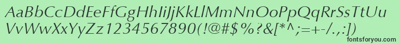 OptimaLtItalic Font – Black Fonts on Green Background