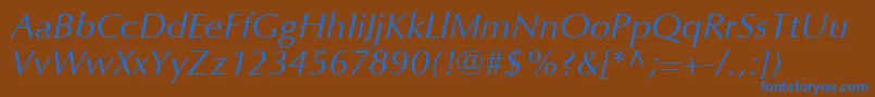 OptimaLtItalic Font – Blue Fonts on Brown Background