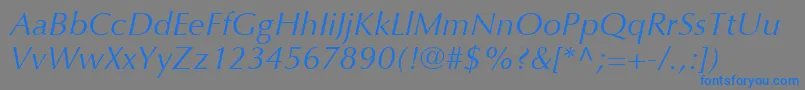 OptimaLtItalic-Schriftart – Blaue Schriften auf grauem Hintergrund