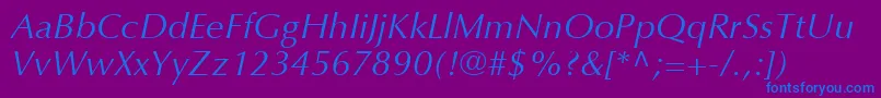 OptimaLtItalic Font – Blue Fonts on Purple Background