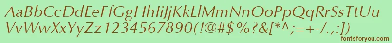 OptimaLtItalic Font – Brown Fonts on Green Background