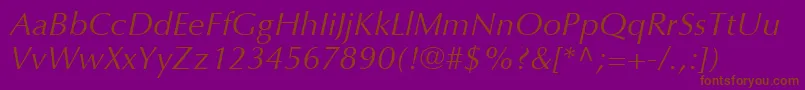 OptimaLtItalic Font – Brown Fonts on Purple Background