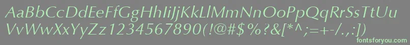 OptimaLtItalic-Schriftart – Grüne Schriften auf grauem Hintergrund